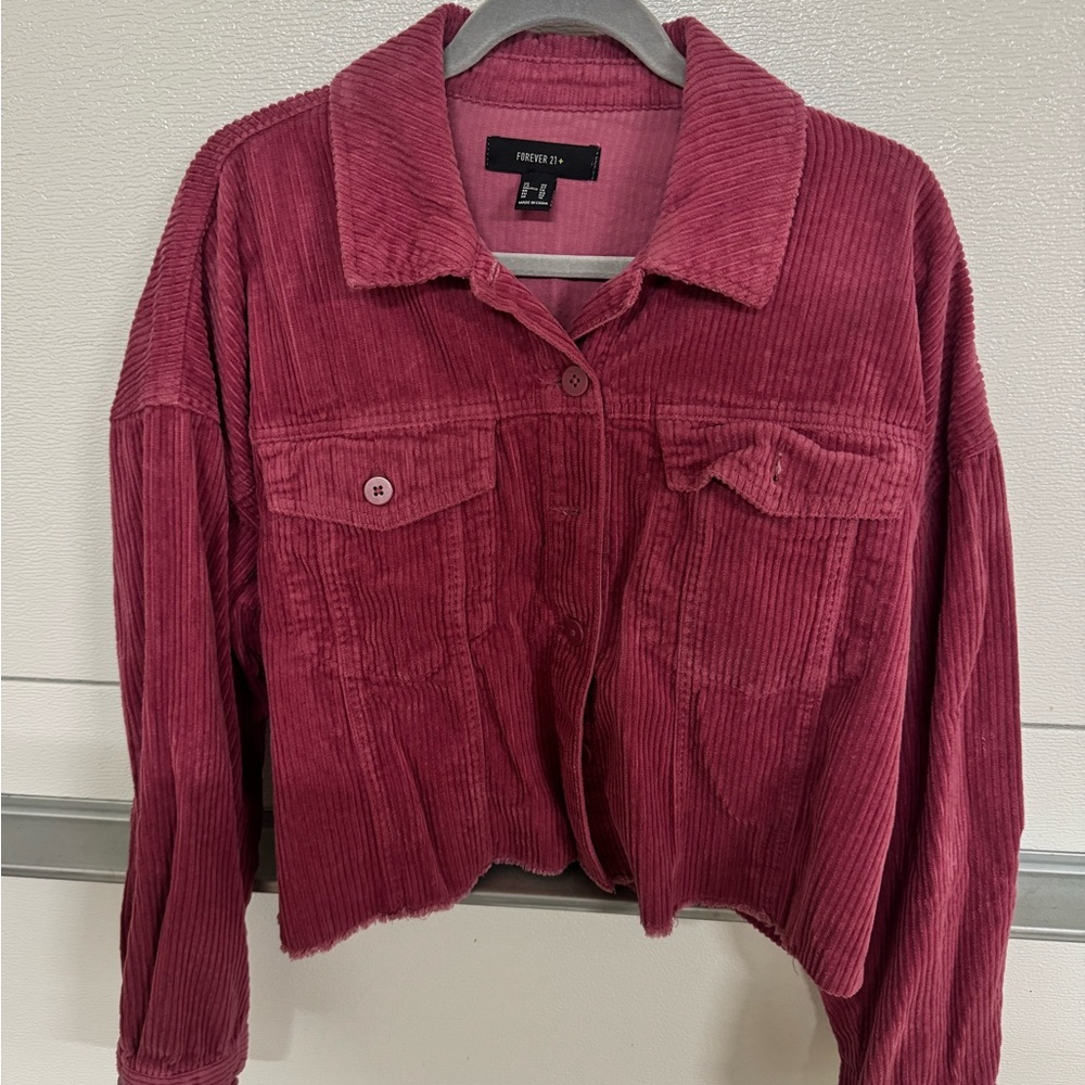 Forever 21 Women's Corduroy Jacket - Deep pink